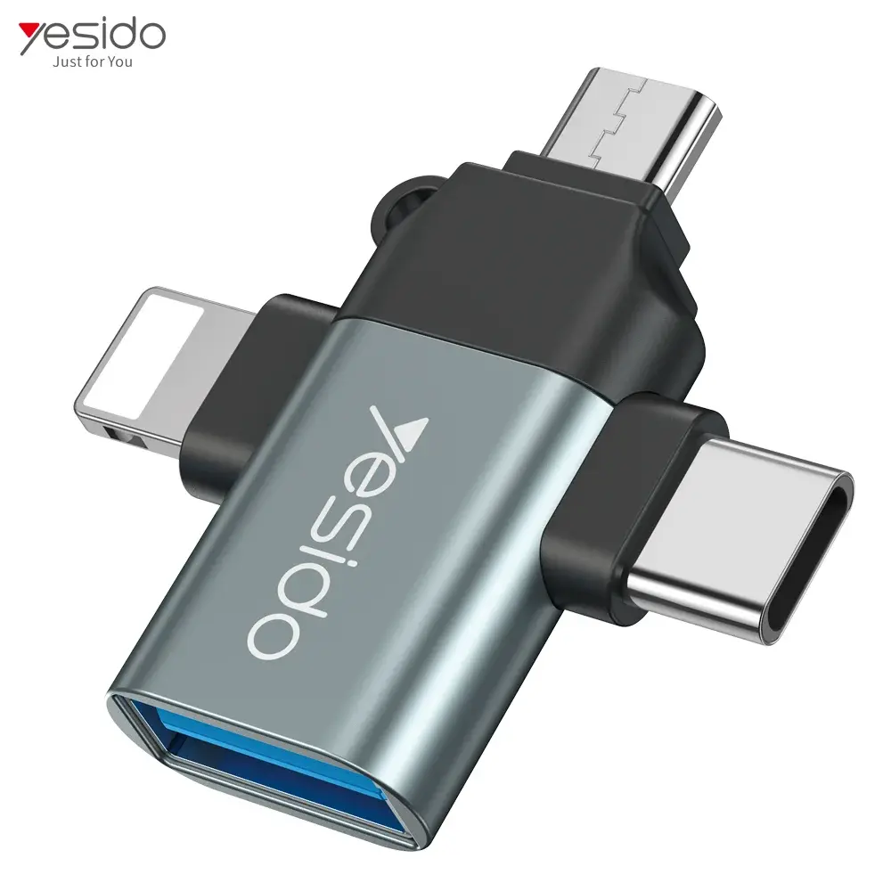 Yesido GS15 3-in-1 OTG Adapter – USB to Type-C, Micro, and Lightning