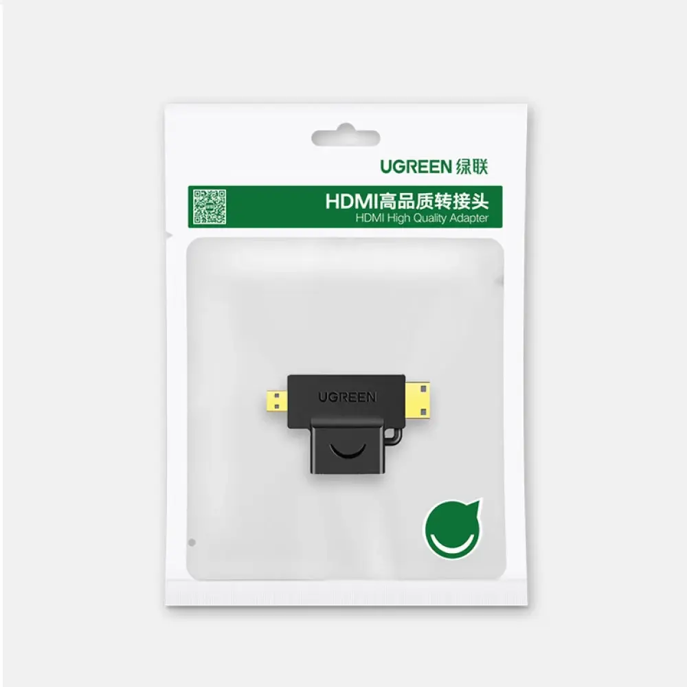 UGREEN 20144 Micro HDMI + Mini HDMI Male to HDMI Female Adapter Supports 1080p