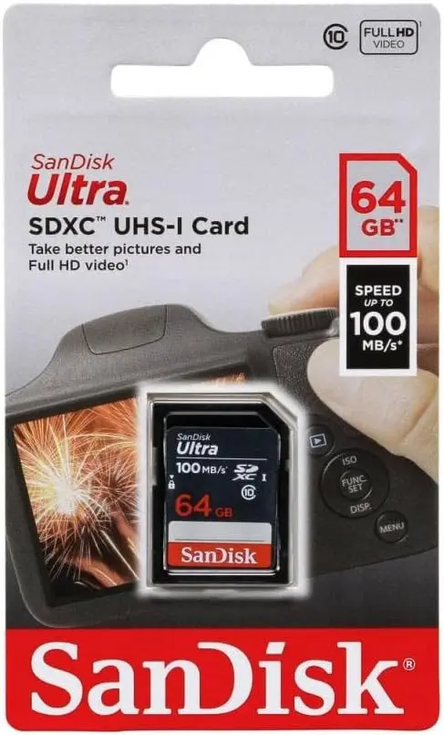 SanDisk 64GB Ultra SDXC UHS-I Memory Card - 100MB/s, C10, U1, Full HD, SD Card | 64GB SDXC card with