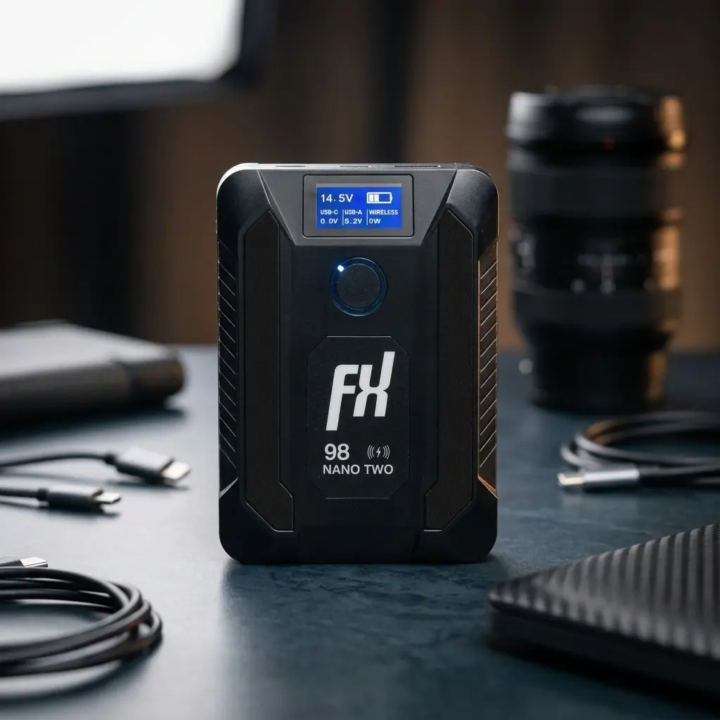 Fxlion V-Lock Li-Ion Battery 14.4V 6.8Ah 98Wh / 10A (Max), Wireless Charging Output 15W (Max)