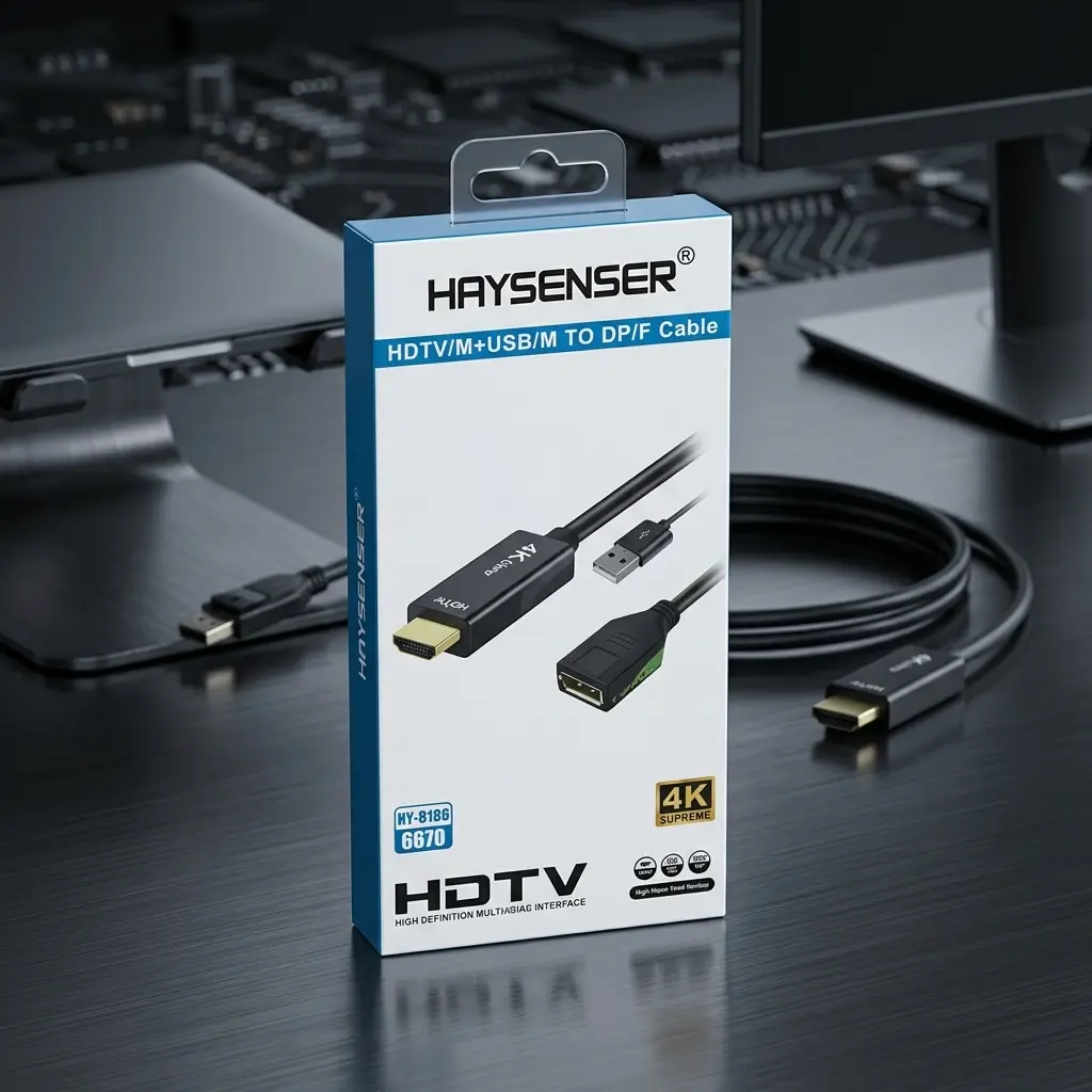 Haysenser HDMI to DisplayPort (Female) Adapter with USB Power – 4K Support Model: HY-H146