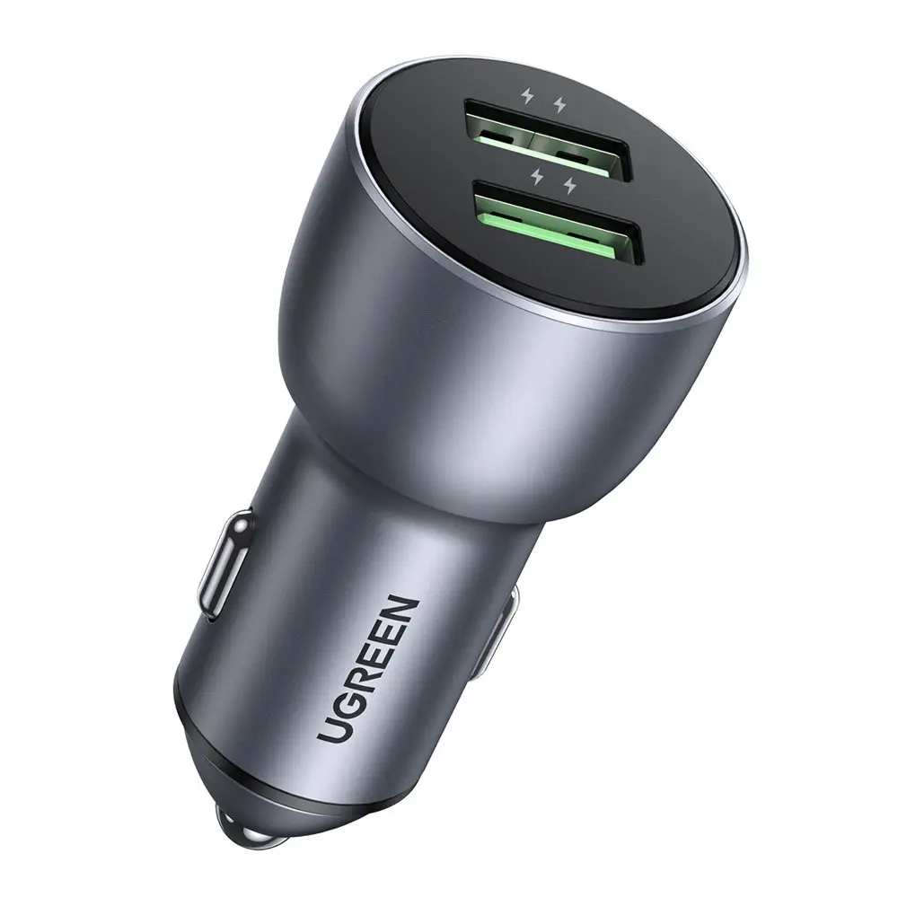 Ugreen fast car charger 2x USB 36W Quick Charge SCP FCP AFC gray