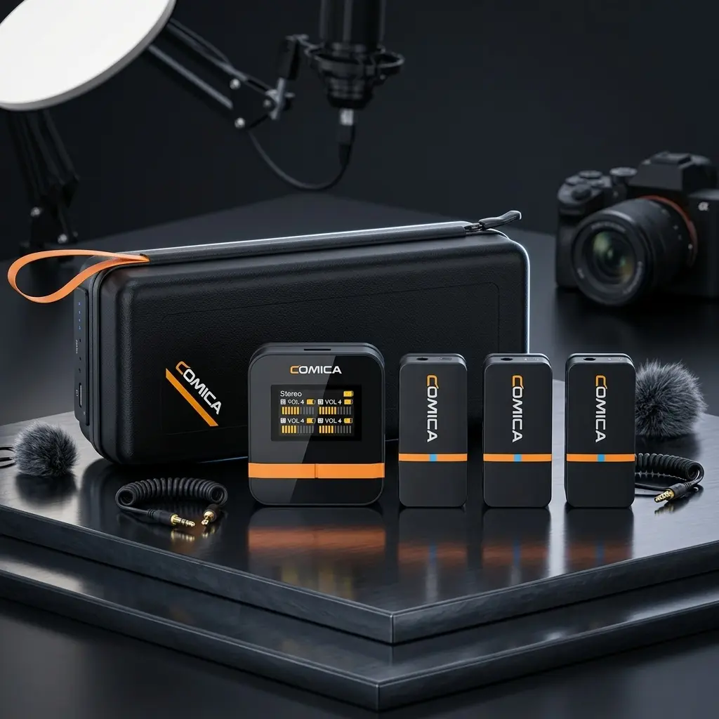 Comica Audio Vimo Q Mini 4-Person Wireless Microphone System for Cameras & Smartphones (Black, 2.4 G