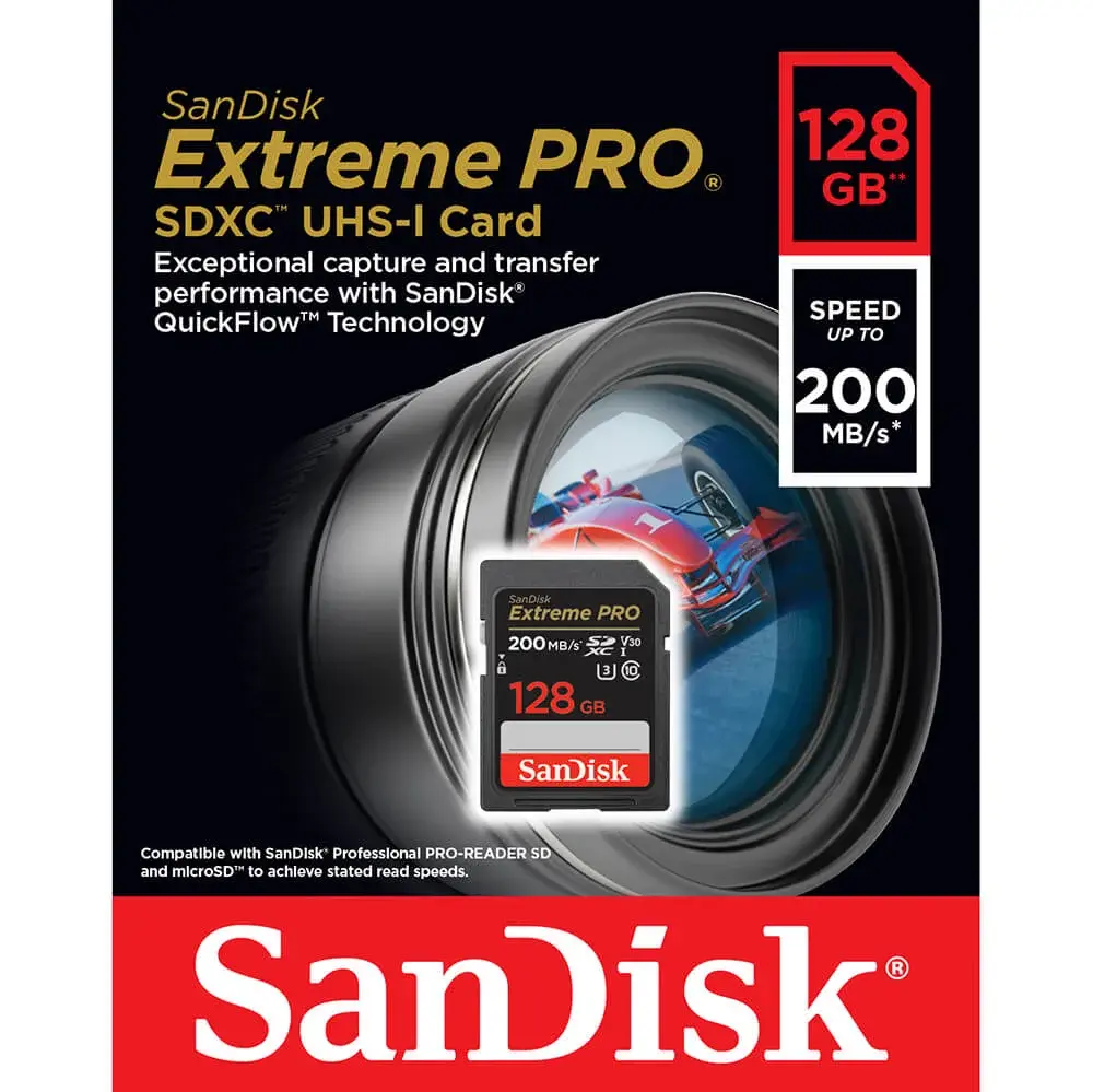 SanDisk 128GB 200MB Extreme PRO UHS-I SDXC Memory Card