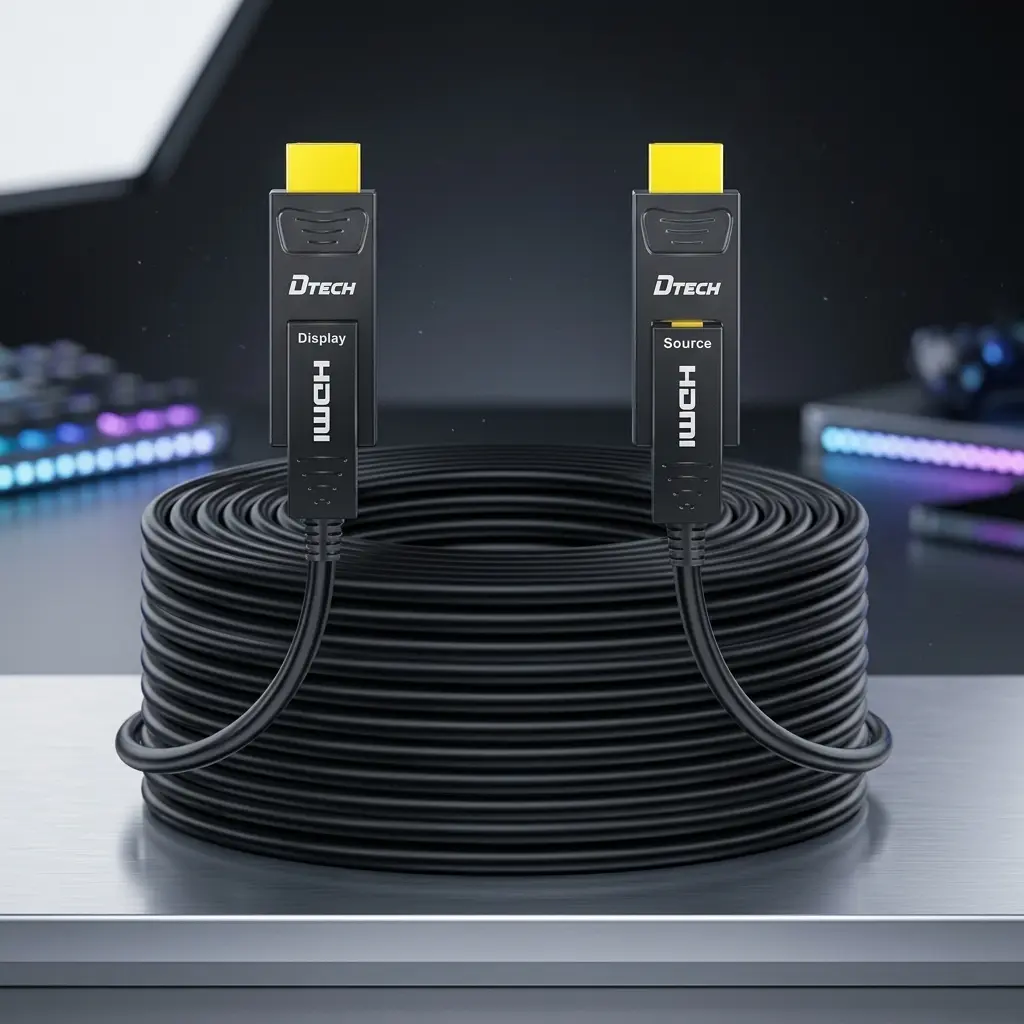 DTECH MICRO HDMI Fiber Cable D-A 444 15M  20M  25M   Black